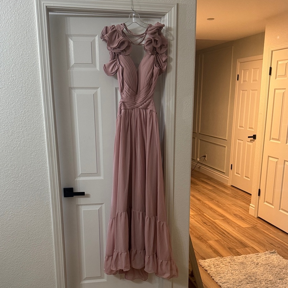 Amazon Pink Ruffled Maxi Dress
